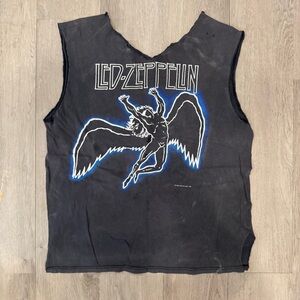 Vintage 1984 Led Zeppelin Glowing Icarus T-shirt Tank Customized Distressed L